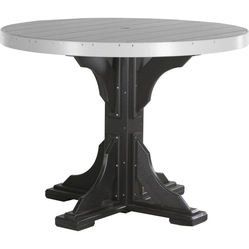 Poly Lumber Round Dining Table Set with Regular Chairs - Counter Height - Dove Grey & Black