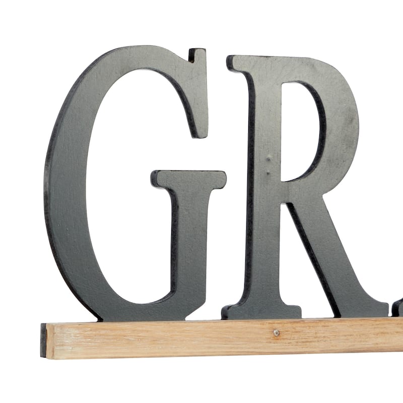 Wood Sign Grateful Home Wall Decor - Black - Roche River Decor