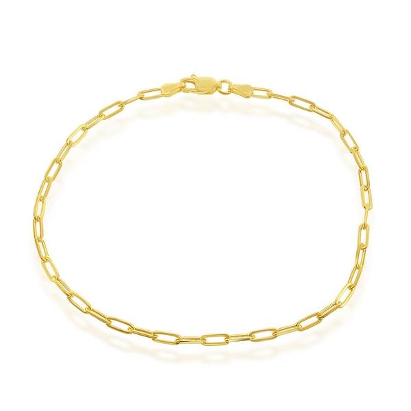 Shop La Preciosa 925 Sterling Silver Italian Paper Clip 80 Gauge Gold Polished 2 8mm 9 Anklet 16 18 20 Link Chain Necklace Overstock 30542827