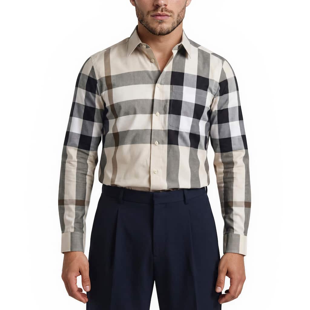 Burberry Men's Claverdon Regular Fit Check Cotton Shirt