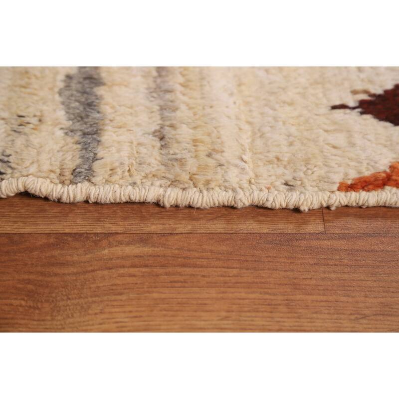Hand Knotted Oriental 100% Wool Carpet Modern Tribal Beige & Ivories Moroccan Area Rug - 7' 10'' X 5' 8''