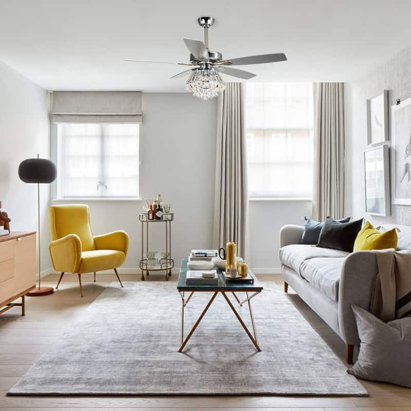 52-inch Crystal Chandelier Ceiling Fan with Light and Remote Control