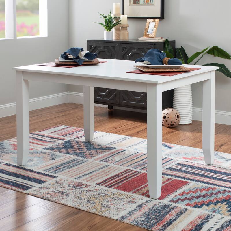 Linon Catron Rectangular White Dining Table, Seats 4