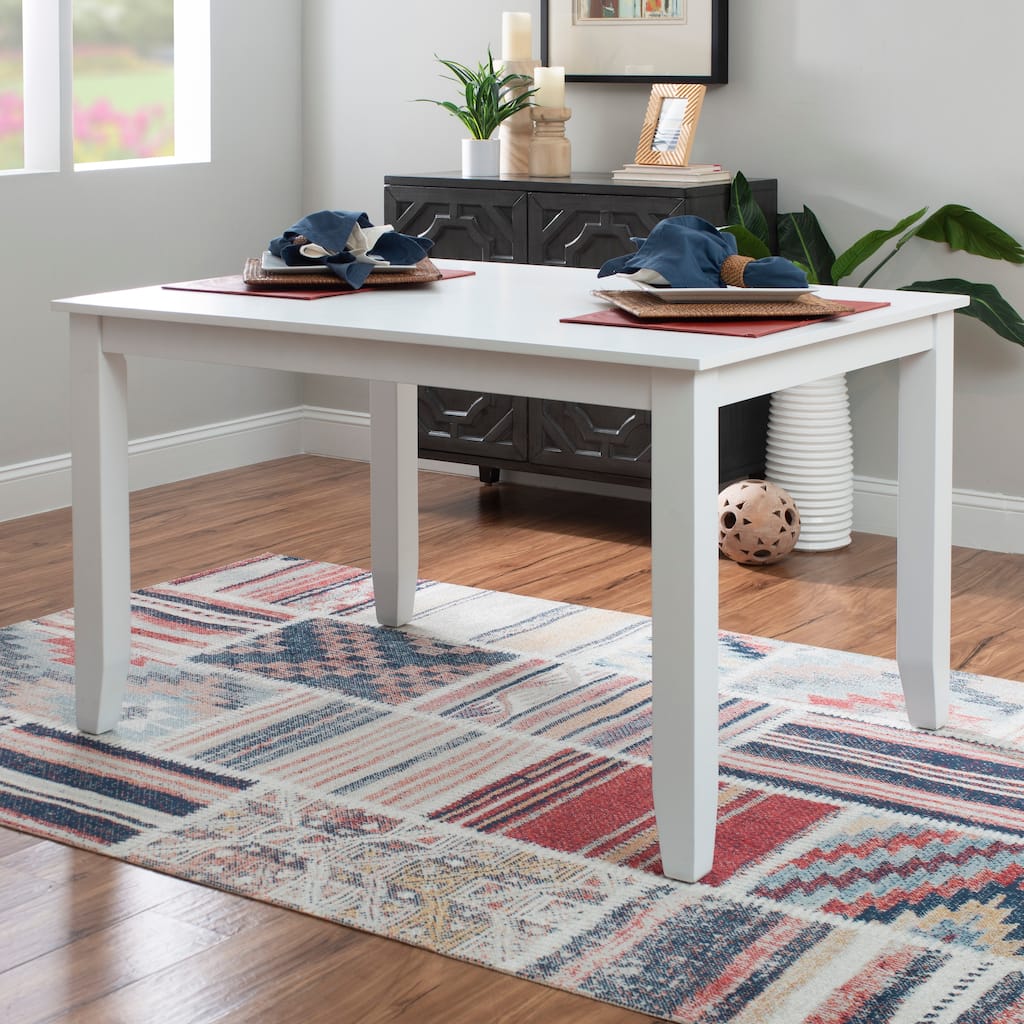 Linon Catron Rectangular White Dining Table, Seats 4