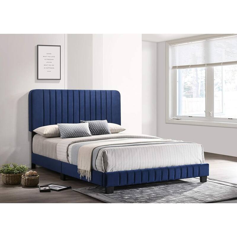 Navy Blue Full Bed with Contemporary Style, Vibrant Finish and Spacious Frame for Guest Rooms or Stylish Bedroom Decor