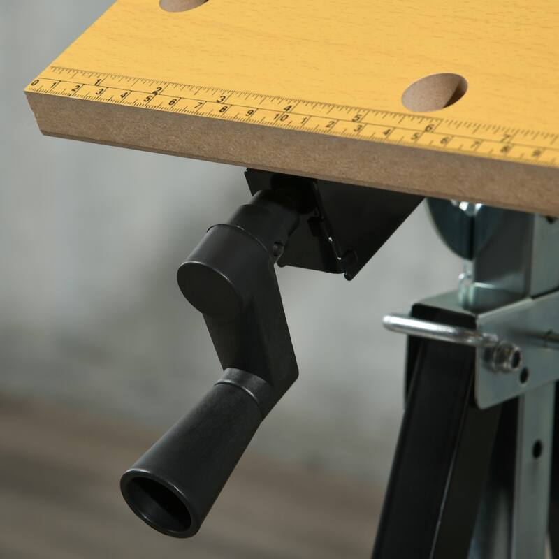 HOMCOM Work Bench Tool Stand with Adjustable Height and Angle, Carpenter Saw Table with 4 Clamps, Steel Frame, 220lbs Capacity