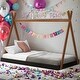 preview thumbnail 1 of 16, Twin Size Tent Floor Bed with Triangle Design Black+Brown