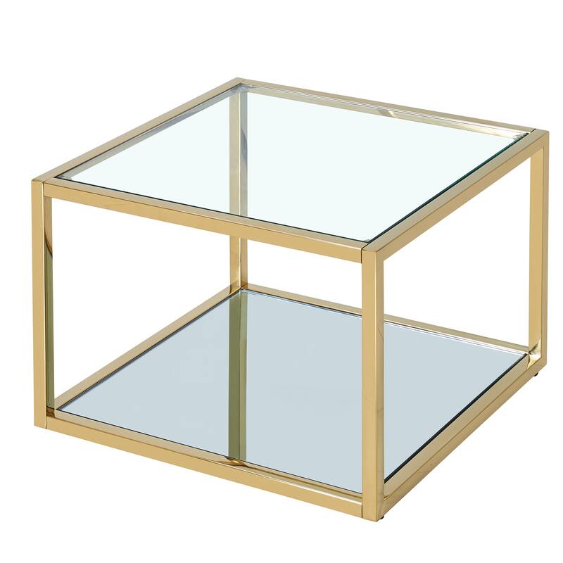 Contemporary Metal and Glass Small Square Coffee Table