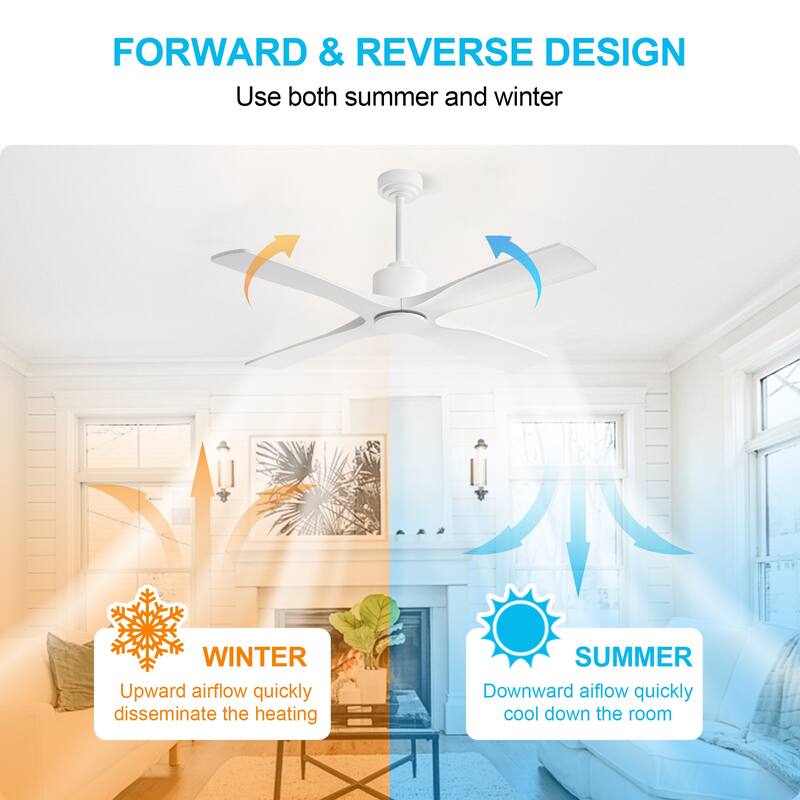 MLiAN 48" DC Motor Indoor Ceiling Fan, 4 Solid Wood Blades...