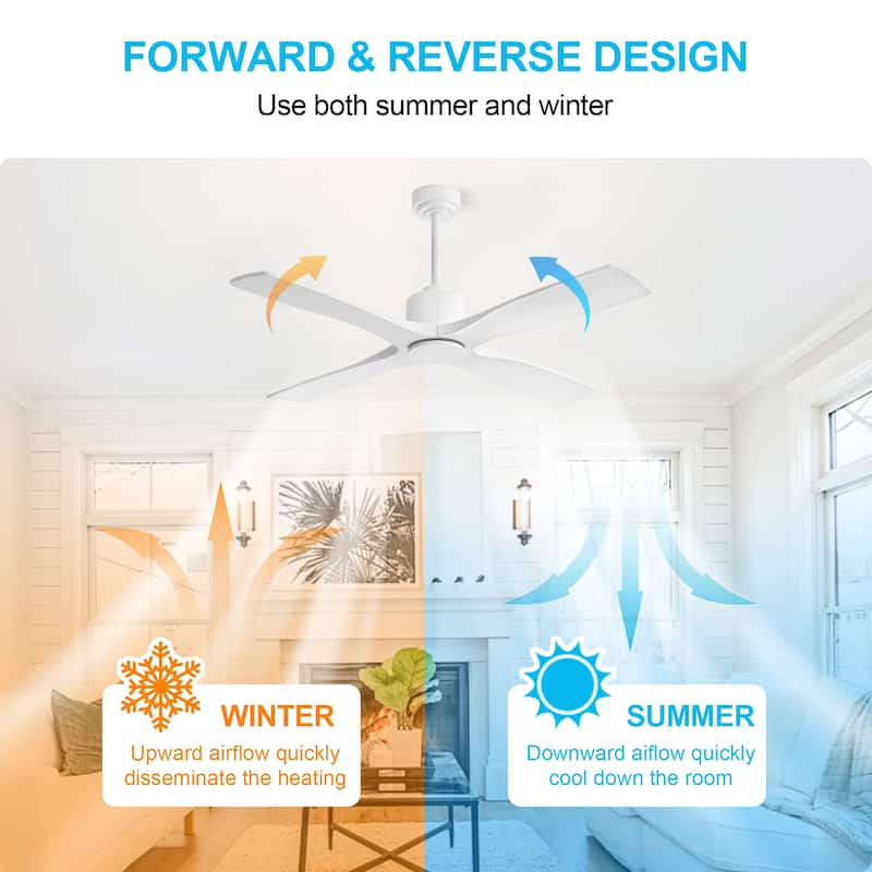 MLiAN 54 inch 4 Soild Wood Blades Indoor Ceiling Fan with Remote - 54 inch