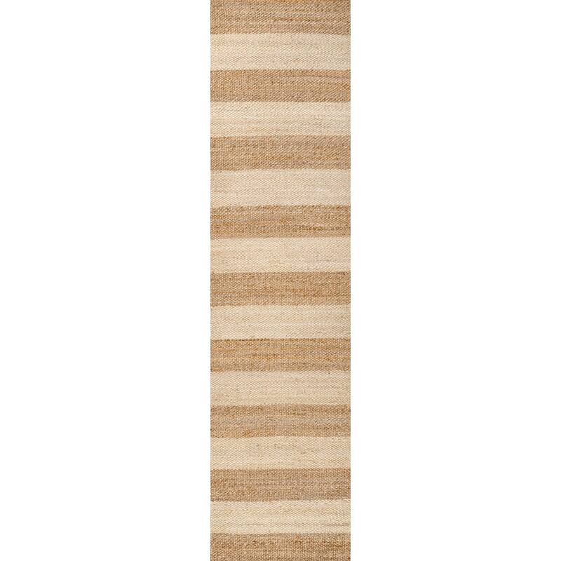 JONATHAN Y Jayden Rustic Farmhouse Woven Jute Stripe Area Rug
