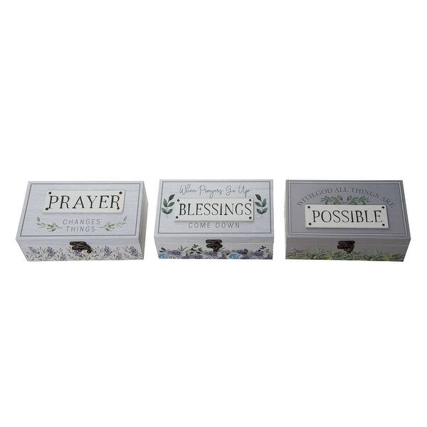 Transpac Box Transpac MDF Blessings Prayer Box Set of 3 Everyday Home Decorations ...