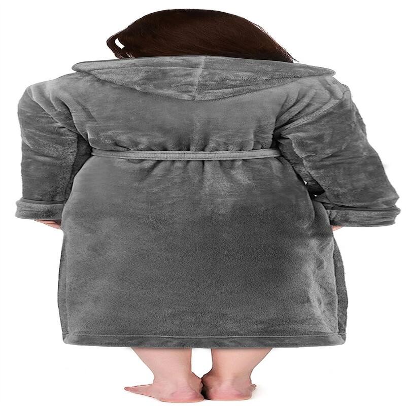 Women's Fleece Hooded Bathrobe Plush