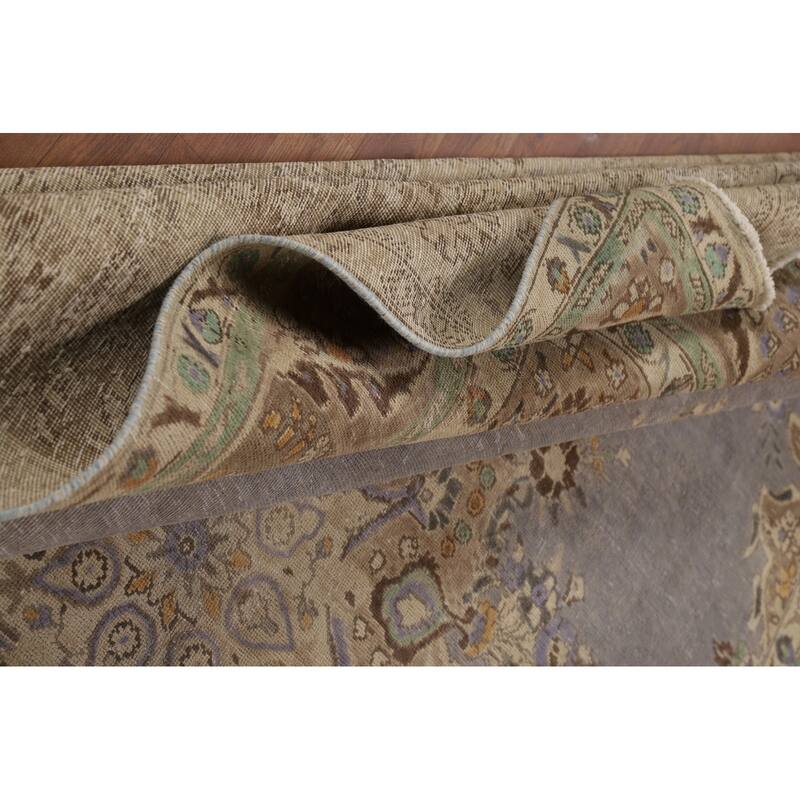 Gray Tabriz Persian Vintage Area Rug Handmade Wool Carpet - 8'0"x 11'4"