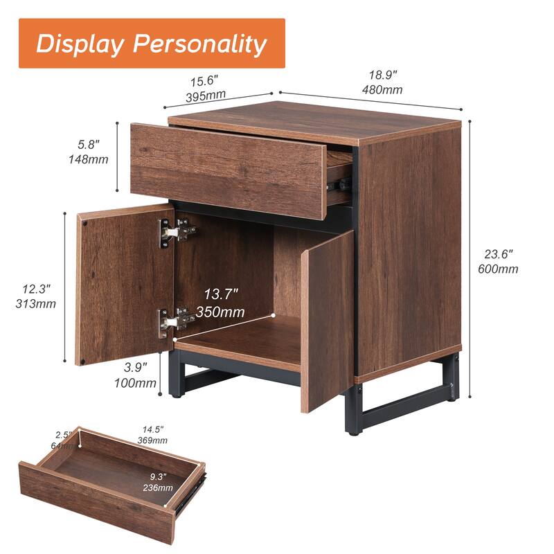 WAMPAT Modern End Table, Farmhouse Sofa Table, Wood Rustic Side End Table for Living Room, Nighstand for Bedroom