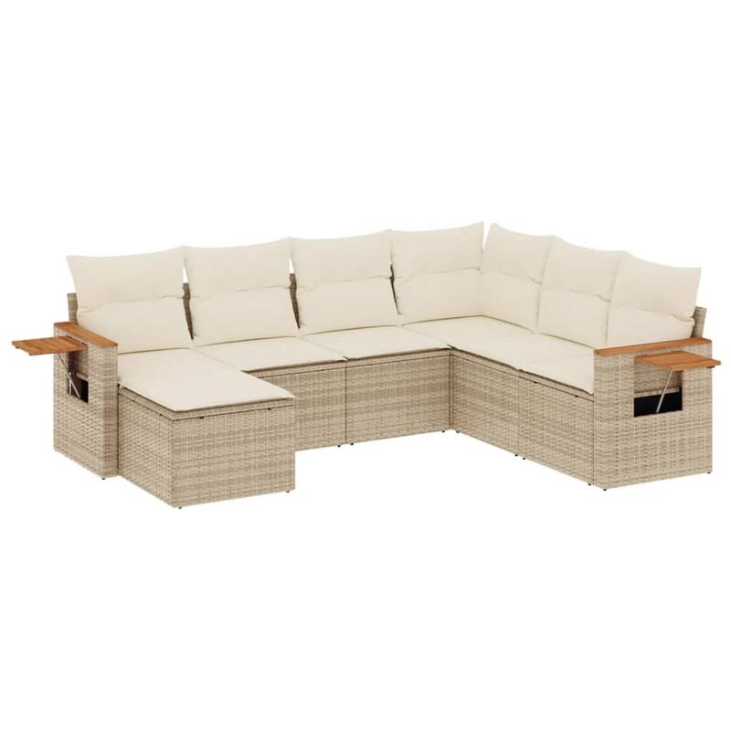vidaXL Patio Sofa Set with Cushions Outdoor Conversation Furniture Poly Rattan - 21.7 x 21.7 x 14.6 in