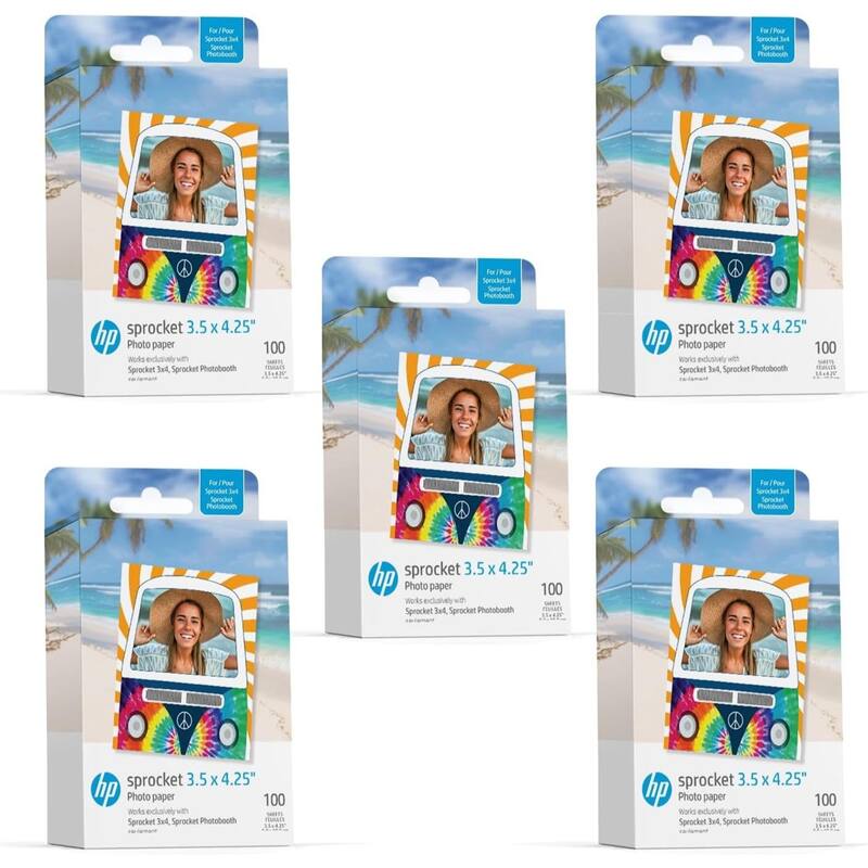 HP Sprocket 3.5" x 4.25" Sticky-Backed Zink Photo Paper (500-Pack), Compatible w/Photobooth - White - White