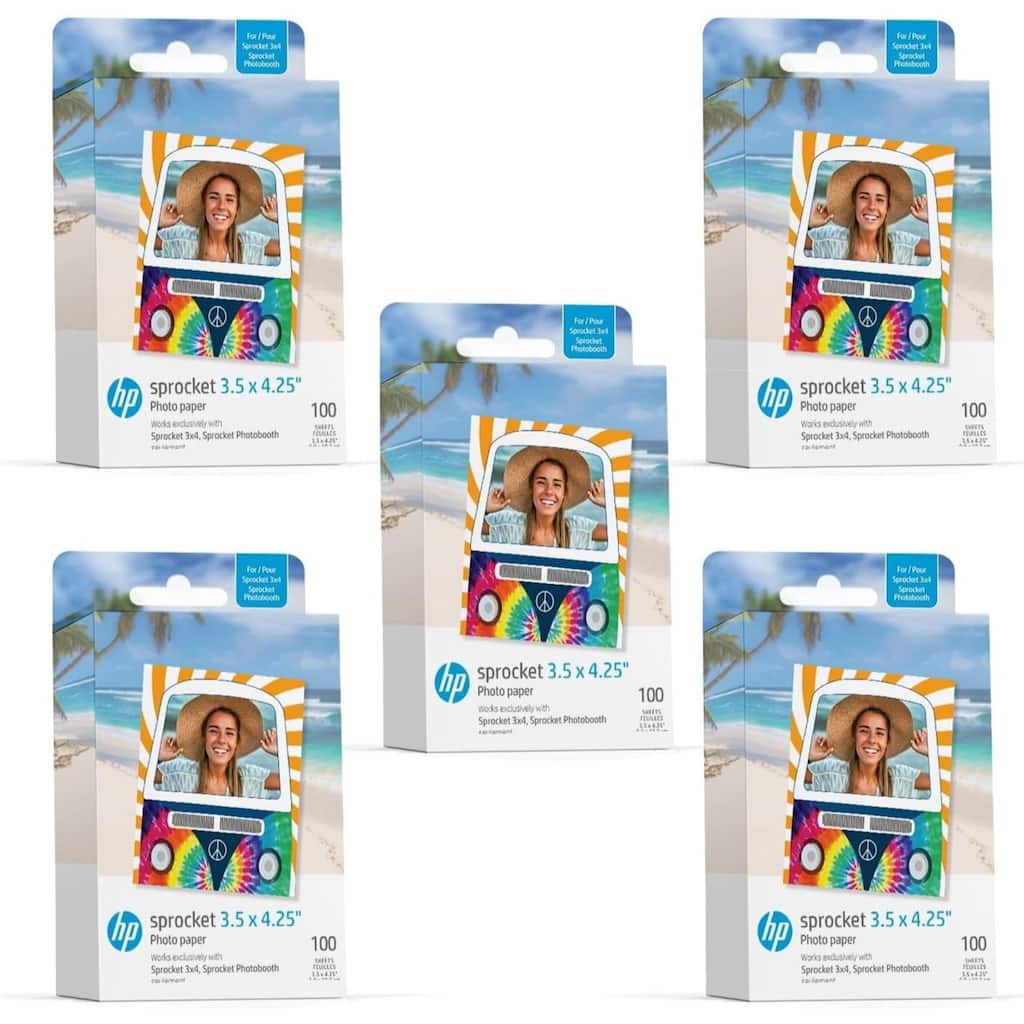 HP Sprocket 3.5" x 4.25" Sticky-Backed Zink Photo Paper (500-Pack), Compatible w/Photobooth - White
