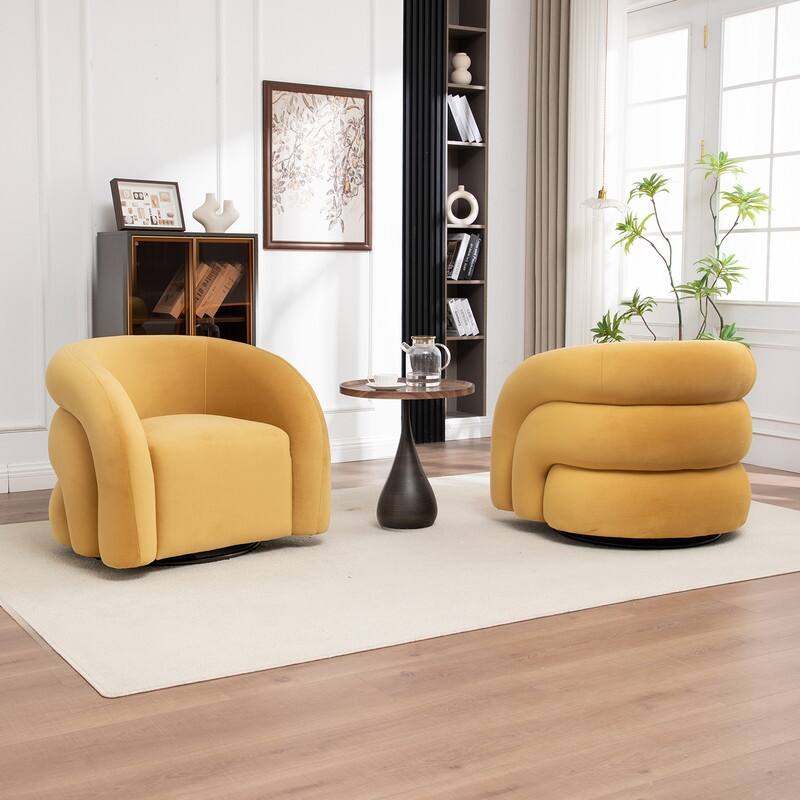 SEYNAR Modern Glam Velvet 360 Degree Swivel Accent Armchair with Tufted Back Set of 2