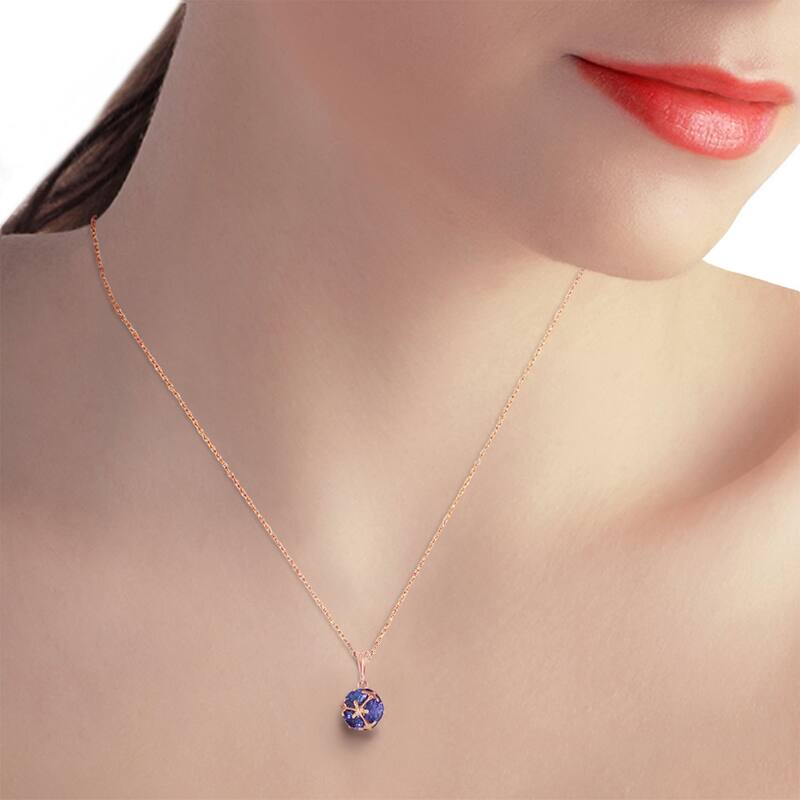 3.40 Carat 14K Solid Gold Natural Tanzanites Necklace Gemstone Series
