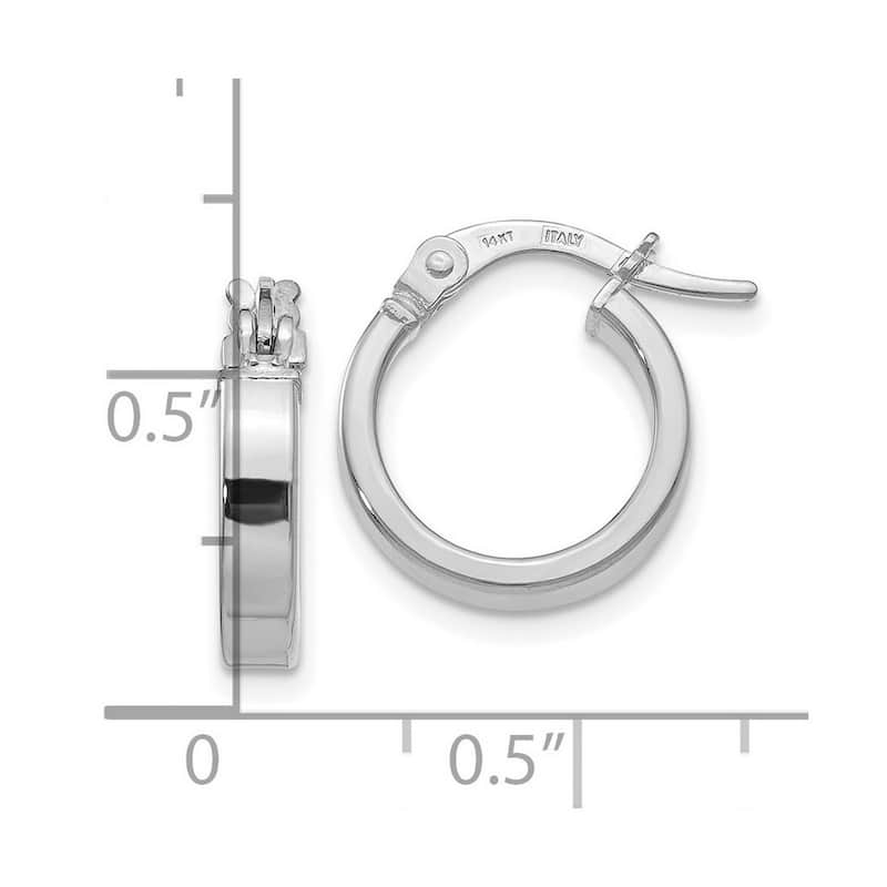 Curata 14k White Gold Polished Domed 15x3mm Classic Hoop Earrings