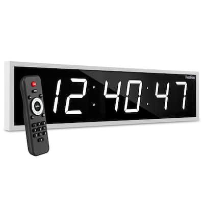 Ivation Large Digital Clock, Led Wall Clock with Stopwatch, Alarms, Timer & Remote, White