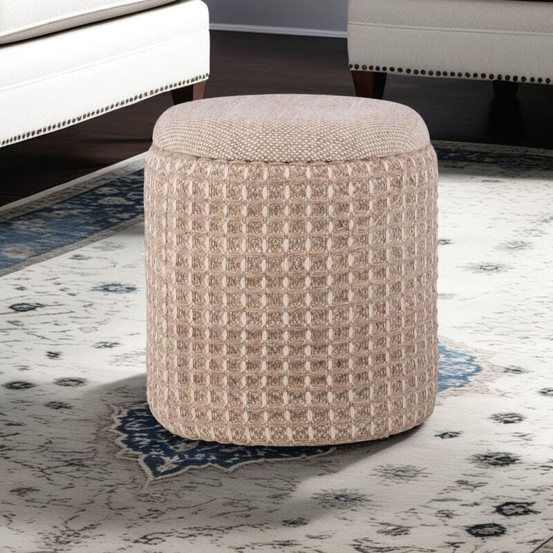 Handwoven Fabric Storage Ottoman