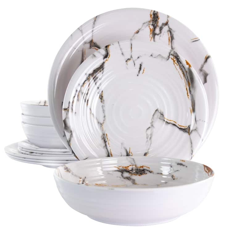 Elama Fine Sculpture 12 pc Lightweight Melamine Dinnerware Set