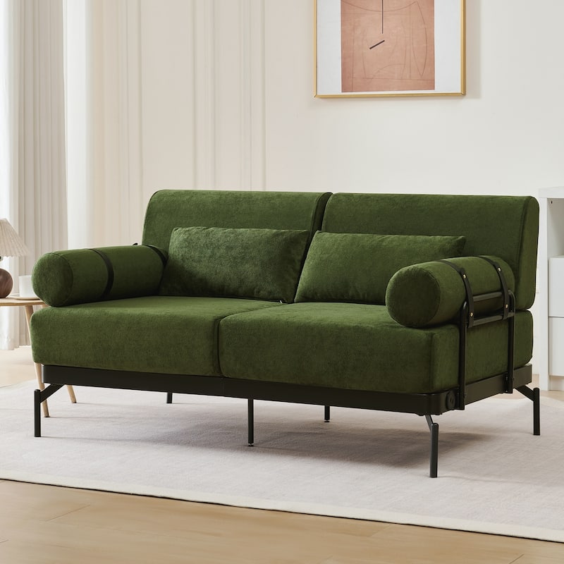 Modern Loveseat Sofa 59" Sofa Couch 2-Seater Sofa with Flexible USB Ports , Unique Cylindrical Armrests for Living Room