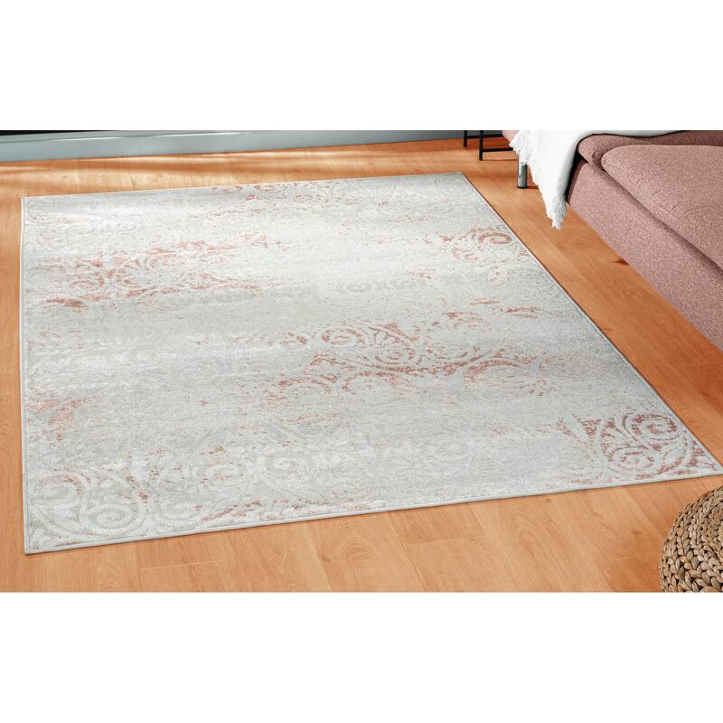 Sevita Causal Coral Pink Floral/Botanical Rug