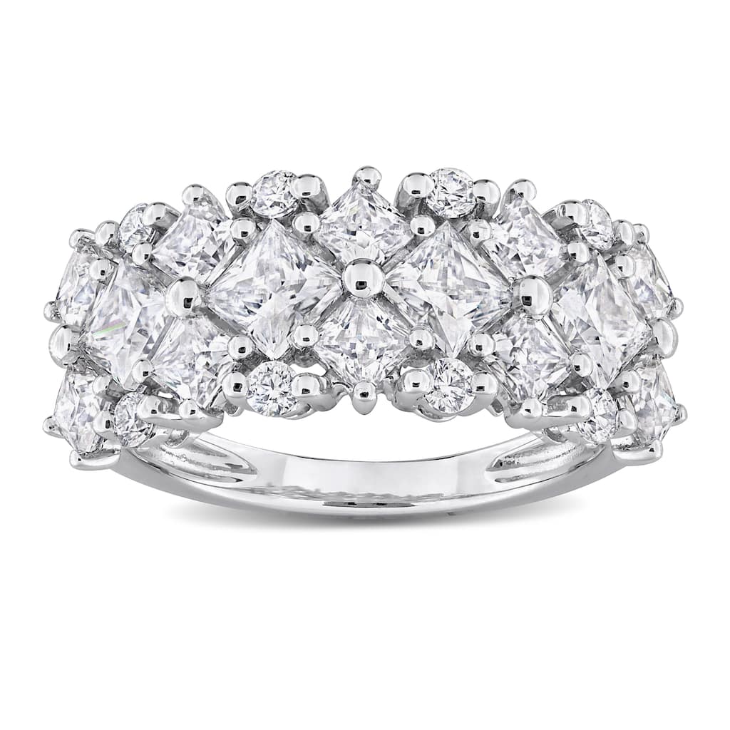 Miadora 3 5/8ct DEW Created Moissanite Cluster Ring Sterling Silver