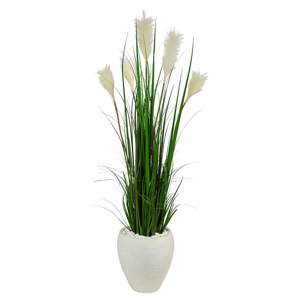 Artificial Grass Plant in Planter - 12 Inch Decorative Greenery for Home Office Decor - Green - 54