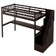 preview thumbnail 5 of 8, Wood Twin Size Loft Bed with Staircase, Built-in Desk & Safety Guardrails
