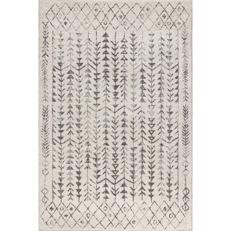 JONATHAN Y Asilah Moroccan Geometric Area Rug - 4 X 6 - Cream/Gray