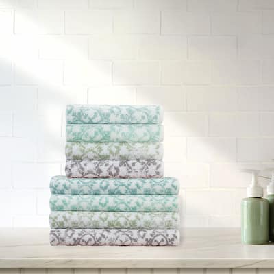 Jessica Simpson Aziza Collection Patterned Bath Towels, Set of 4 - 28" x 52"
