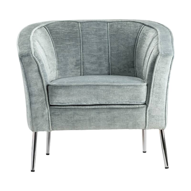 Gray Upholstered Accent Arm Chair with Silver Iron Frame