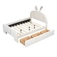 preview thumbnail 39 of 45, Roomfitters Twin/Full Size Velvet Platform Bed with Rabbit-Shaped Headboard, Drawers, Bed-End Storage Pocket