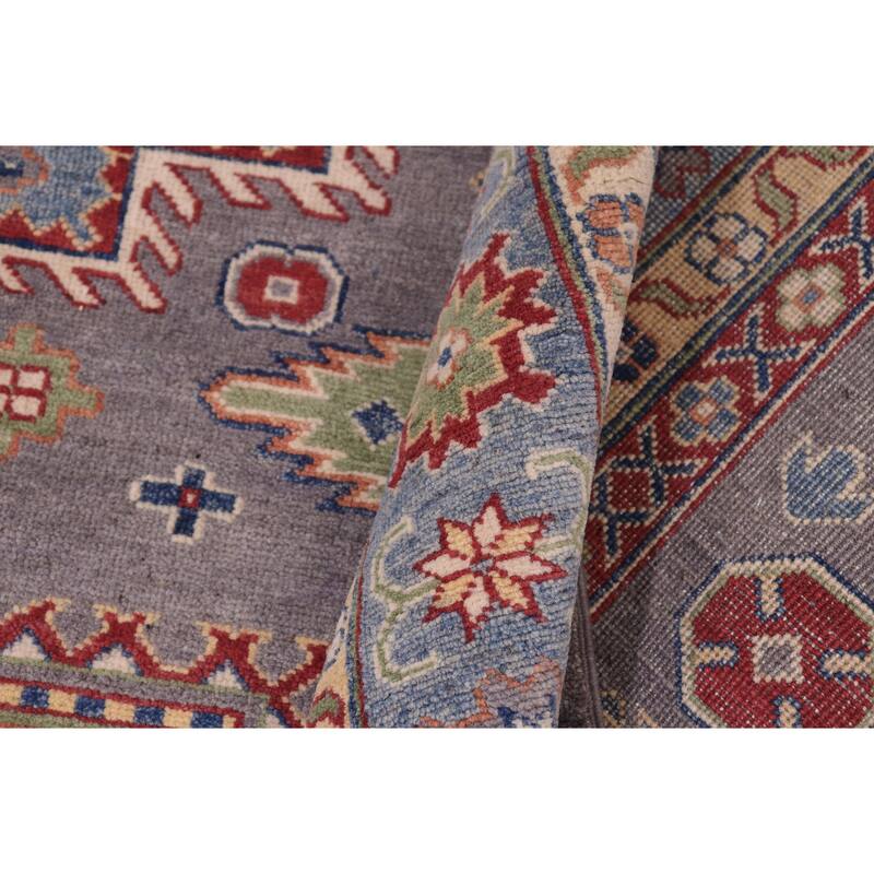 Bohemian Kazak Iris Gray/Light Blue Wool Rug - 8'4'' x 9'8''