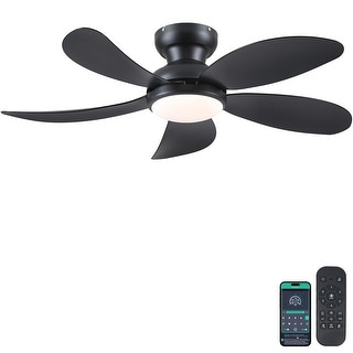 52 Inches Low Profile Ceiling Fan with Light DC Motor Reversible Ceiling Fan,for Bedroom,Living Room,Patio - N/A