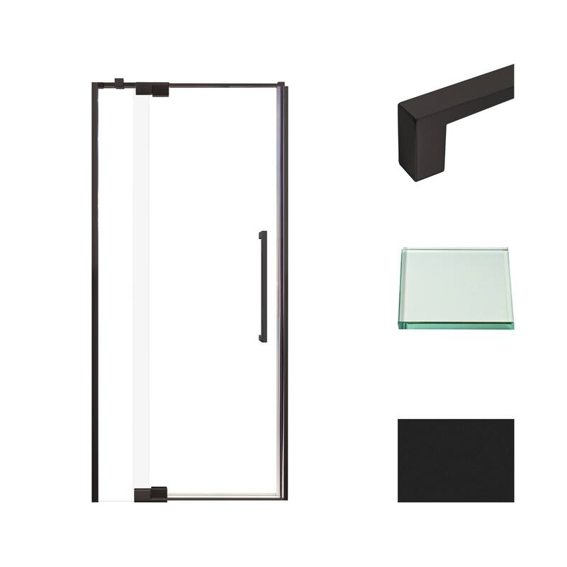 Transolid IPD367610C-S 76" High x 36" Wide Pivot Semi Frameless Shower - Matte Black