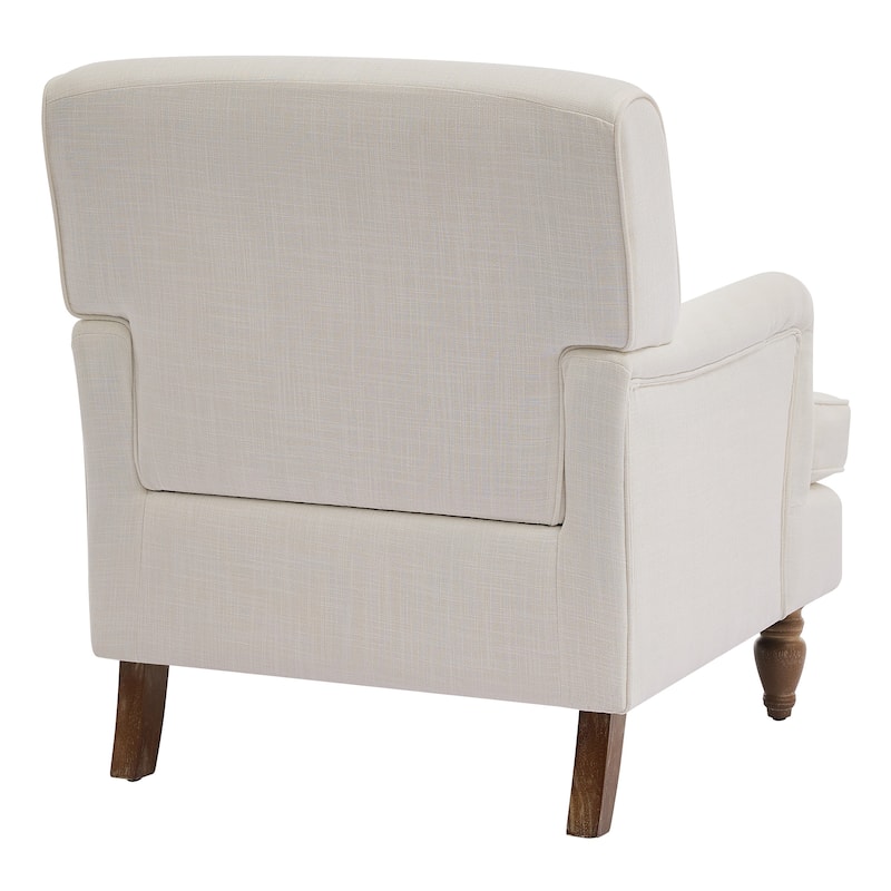 Roomfitters Vintage Upholstered Armchair with Solid Wood Legs, Linen Fabric Accent Chair for Living Room or Bedroom