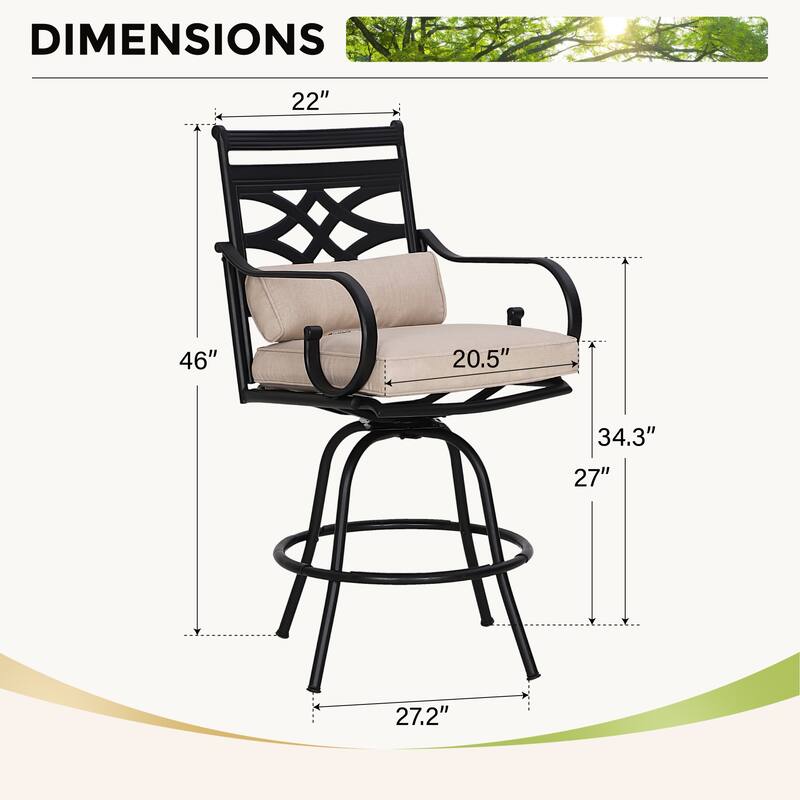 5-Piece Bar Height Dining Set, 4 Rattan or 4 Metal Swivel Bar Chairs and 1 Rectangular Metal Bar Height Table