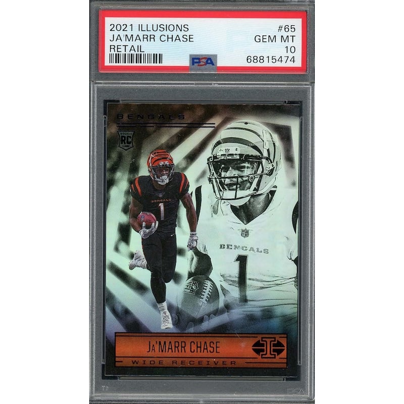 JaΓÇÖMarr Chase 2021 Panini Illusions Football Rookie Card RC #65 Graded PSA 10 - 8'6" x 11'6"