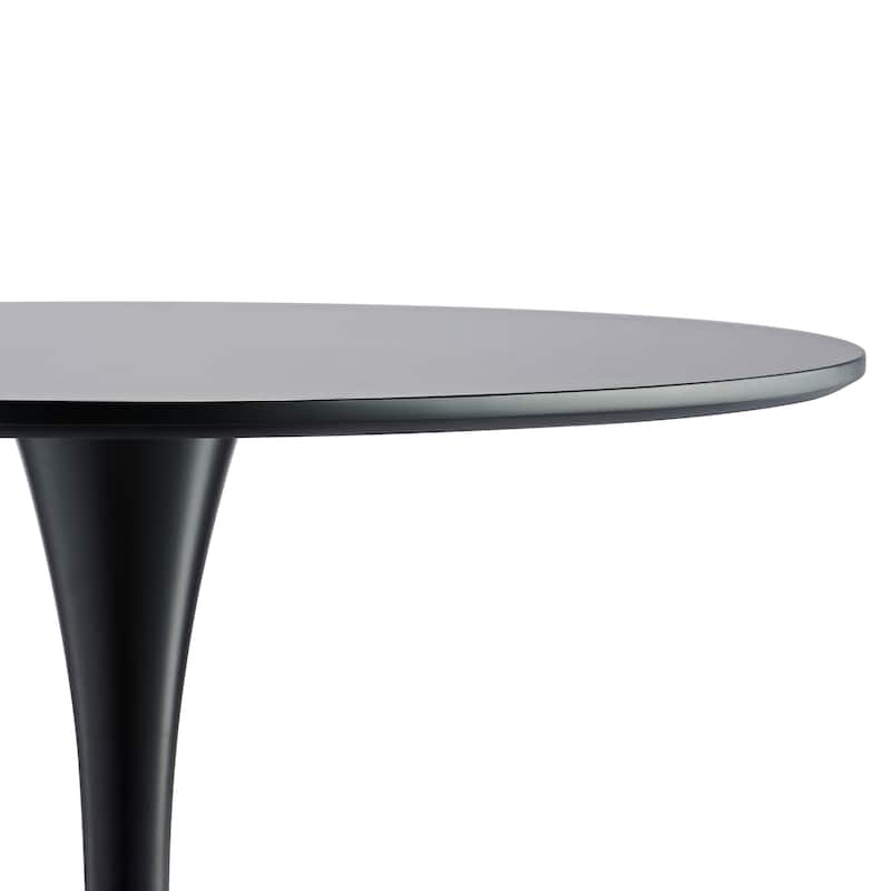 Mid-Century Modern Round Kitchen or Dining Table with Steel Pedestal Base for Dining Room - 31.5"