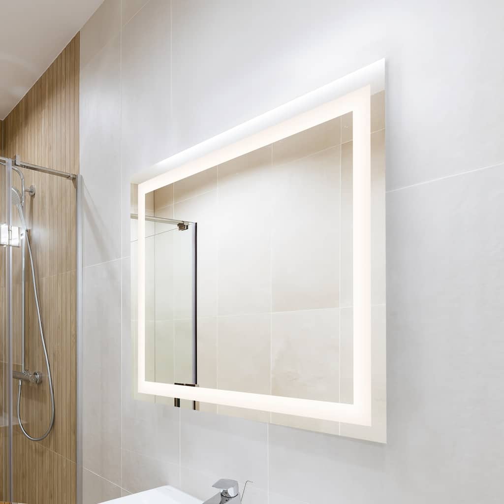 Nora Rectangular Frameless Anti-Fog Aluminum Front-lit Tri-color LED Bathroom Vanity Mirror with Smart Touch Control