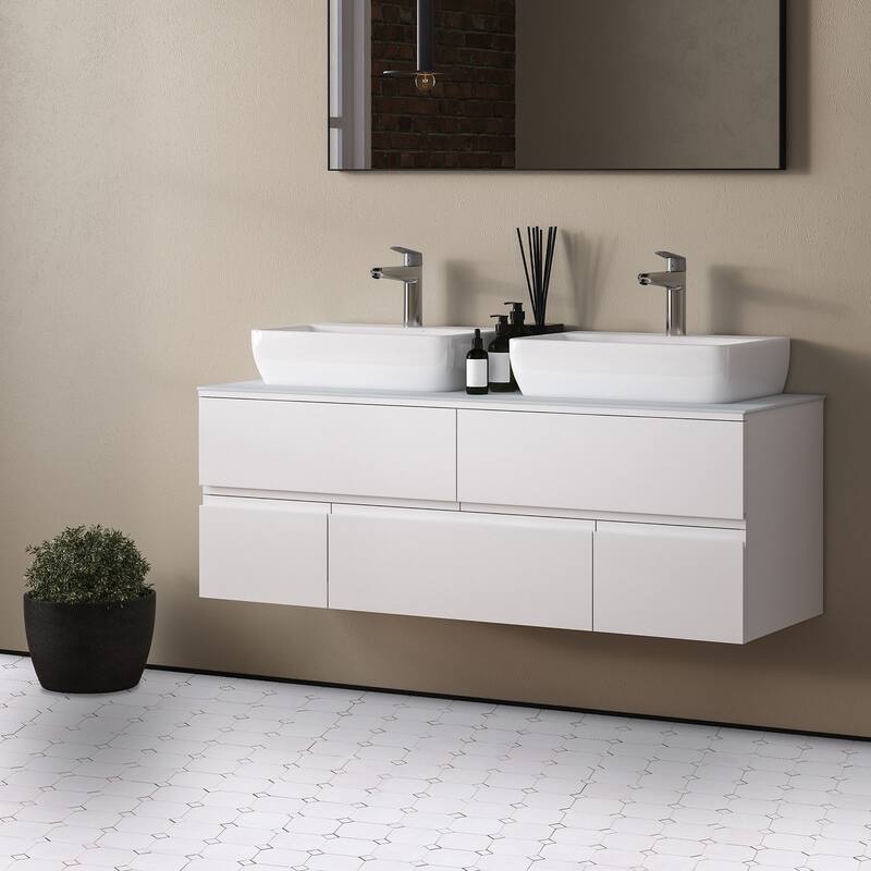 Contemporary Zellige Panels,12''x12''x0.5'', White and White Accents - Setof8tiles