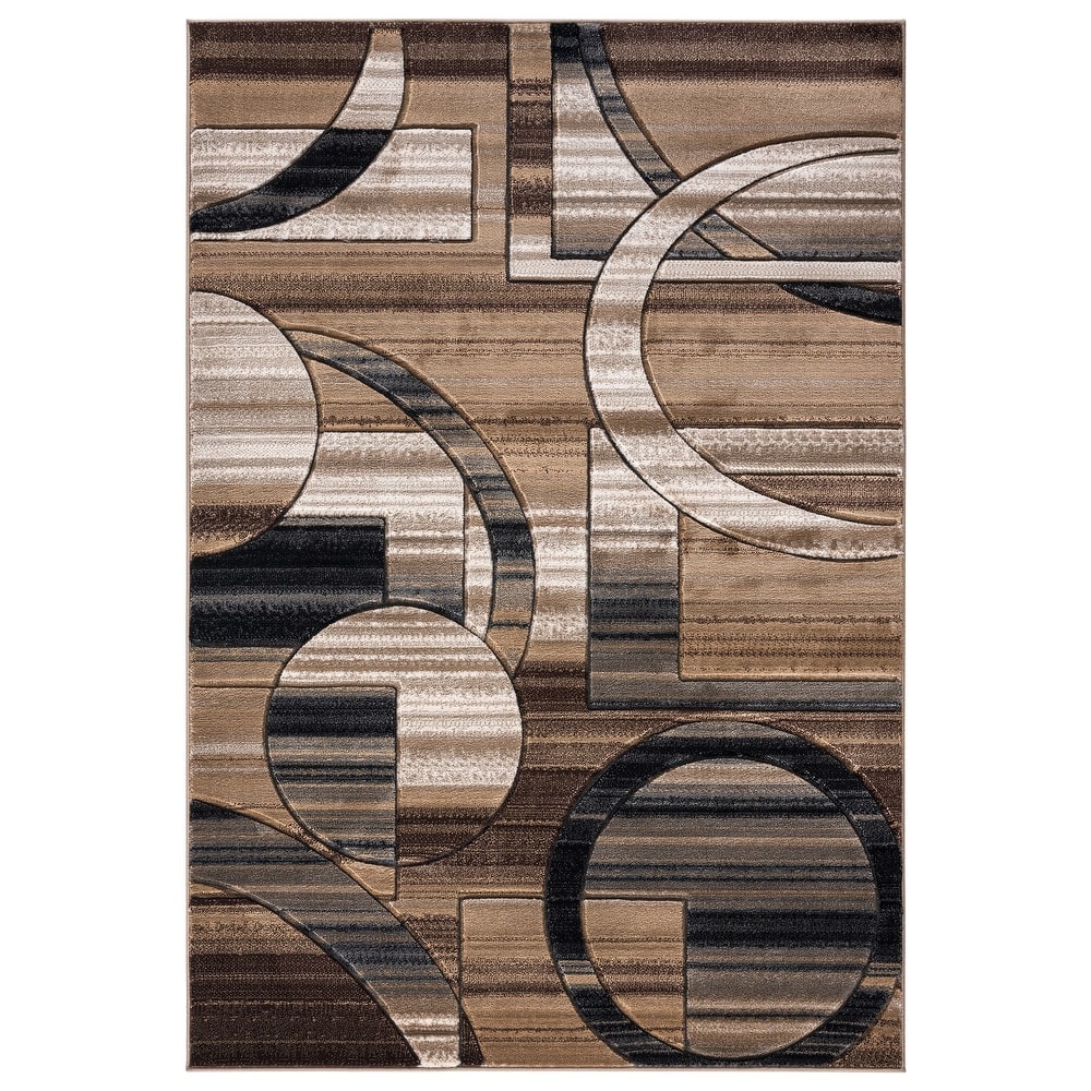 Orelsi Brown/Beige Polyester Area Rug