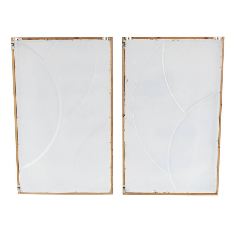 Brown Wood Overlapping Circles Abstract Home Wall Decor with Orange and White Accents (Set of 2)