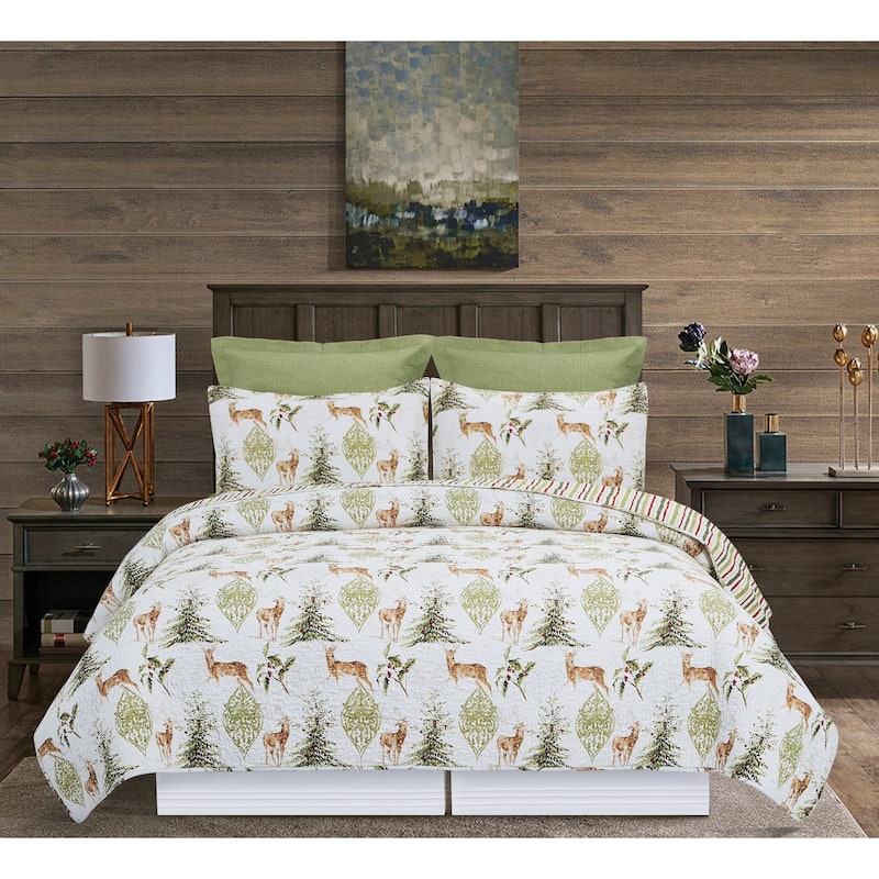 Winter Trails Cotton Quilt Set - Reversible and Machine Washable