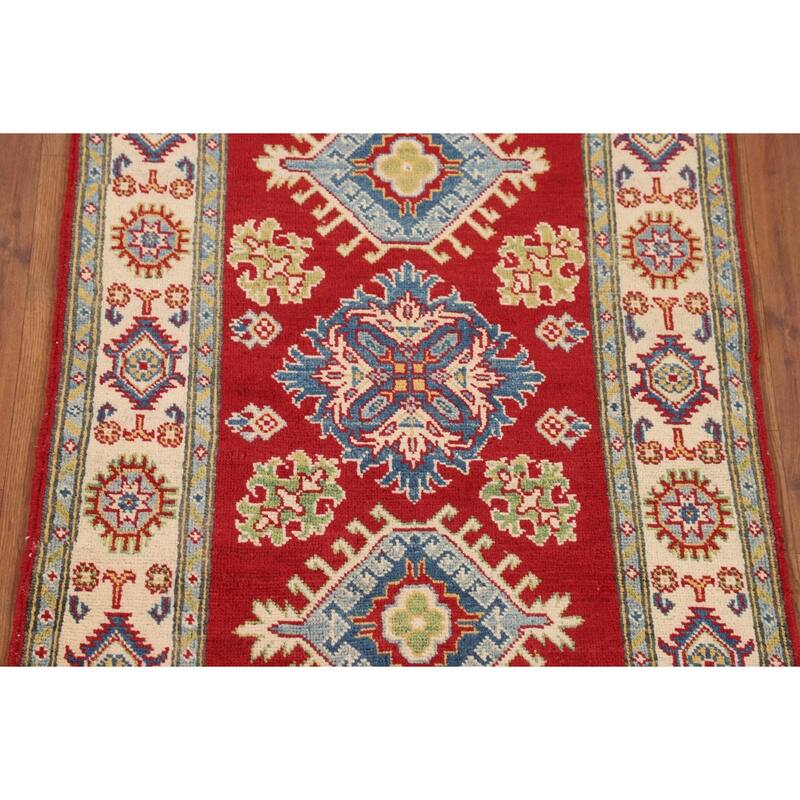 Traditional Red Kazak Oriental Foyer Rug Handmade Wool Carpet - 2'7" x 4'1"